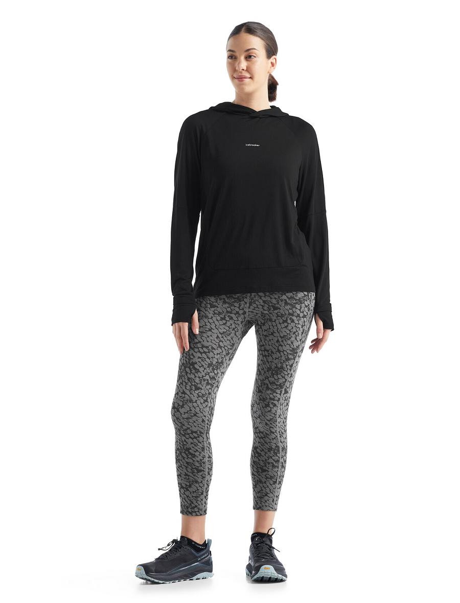 Black Women's Icebreaker Cool-Lite™ Merino Hoodie Long Sleeve | USA 1637JPQJ